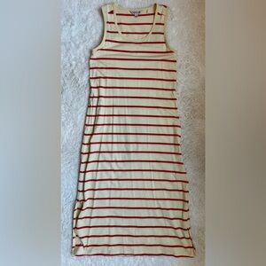 Toad&Co Orange and Cream Striped Midi Dress